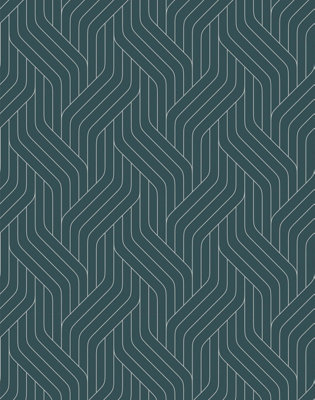 Bobbi Beck eco-friendly Dark Green art deco line wallpaper