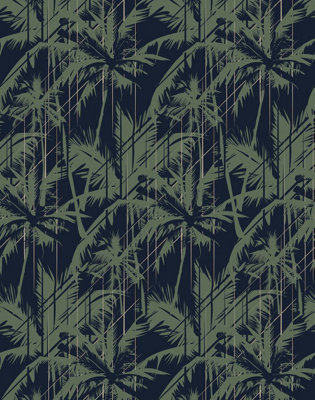 Bobbi Beck eco-friendly Green abstract palm tree wallpaper