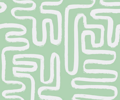 Bobbi Beck eco-friendly Green abstract squiggle wallpaper
