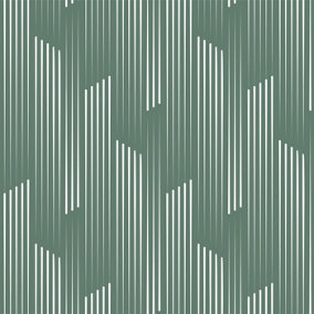 Bobbi Beck eco friendly Green abstract vertical line Wallpaper