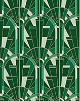 Bobbi Beck eco-friendly Green art deco arched window wallpaper