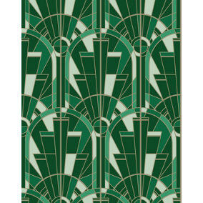 Art Deco Leaf Fan Wallpaper, Bobbi Beck, Bobbi Beck