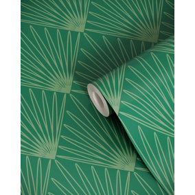 Bobbi Beck eco-friendly Green art deco burst wallpaper