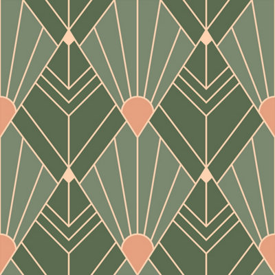 Bobbi Beck eco friendly Green art deco diamond Wallpaper