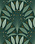 Bobbi Beck eco-friendly Green art deco leaf fan wallpaper