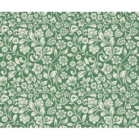 Bobbi Beck eco-friendly Green arts crafts floral wallpaper