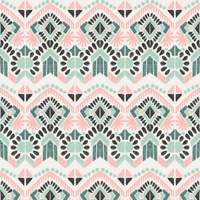 Bobbi Beck eco friendly Green aztec tribal Wallpaper