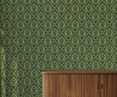 Bobbi Beck eco-friendly green baroque monkey wallpaper