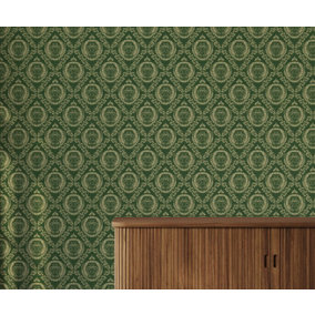 Bobbi Beck eco-friendly green baroque monkey wallpaper