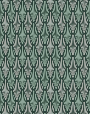 Bobbi Beck eco-friendly Green bold art deco fan wallpaper