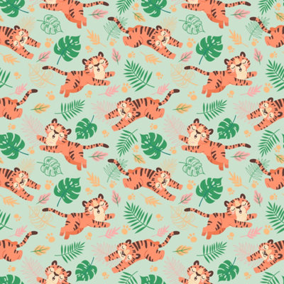 Bobbi Beck eco-friendly green cute tiger wallpaper