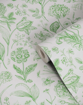 Bobbi Beck eco-friendly Green detailed floral wallpaper