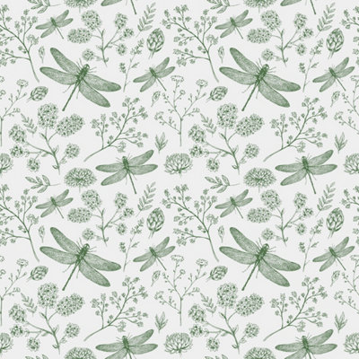 Bobbi Beck eco-friendly green dragonfly wallpaper