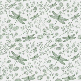 Bobbi Beck eco-friendly green dragonfly wallpaper