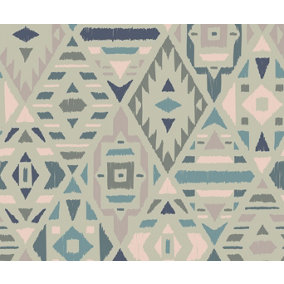 Bobbi Beck eco-friendly Green geometric triangle pattern wallpaper