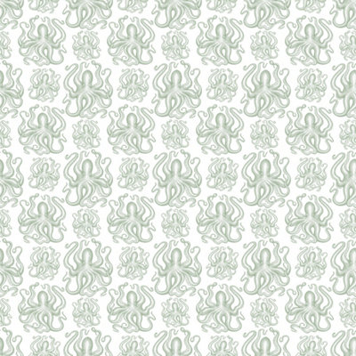 Bobbi Beck eco-friendly green ocotpus pattern wallpaper