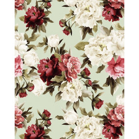 Bobbi Beck eco-friendly Green painted floral wallpaper