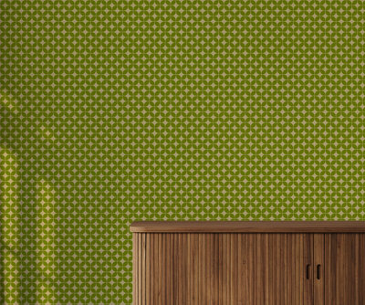 Bobbi Beck eco-friendly green retro diamond pattern wallpaper