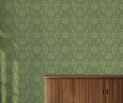 Bobbi Beck eco-friendly green scandi deer wallpaper