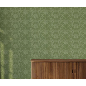 Bobbi Beck eco-friendly green scandi deer wallpaper