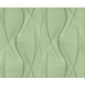 Bobbi Beck eco-friendly Green Spirograph abstract scale wallpaper