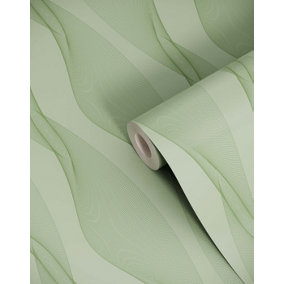 Bobbi Beck eco-friendly Green Spirograph abstract spiral wallpaper