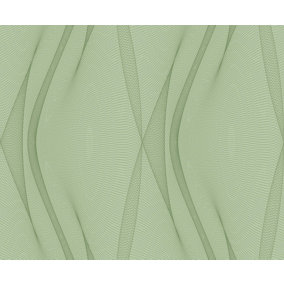 Bobbi Beck eco-friendly Green spirograph abstract wave wallpaper