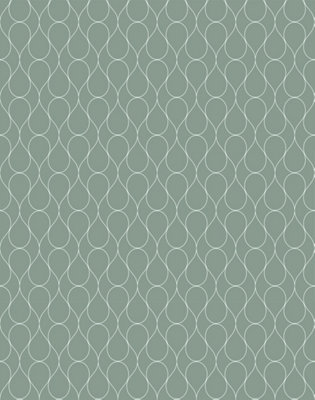 Bobbi Beck eco-friendly Green teardrop line wallpaper