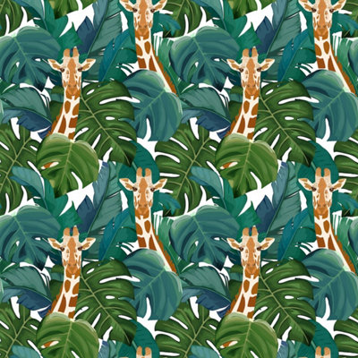 Bobbi Beck eco-friendly green tropical giraffe wallpaper
