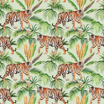 Bobbi Beck eco-friendly green tropical tiger wallpaper