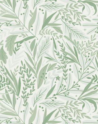 Bobbi Beck eco-friendly Green vibrant modern floral wallpaper