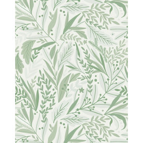 Bobbi Beck eco-friendly Green vibrant modern floral wallpaper