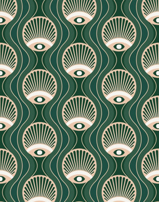 Bobbi Beck eco-friendly Green vintage evil eye wallpaper