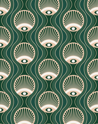 Bobbi Beck eco-friendly Green vintage evil eye wallpaper