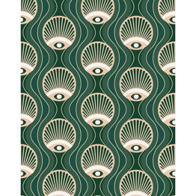Bobbi Beck eco-friendly Green vintage evil eye wallpaper