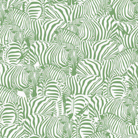 Bobbi Beck eco-friendly green zebra wallpaper