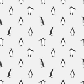 Bobbi Beck eco-friendly grey penguin wallpaper