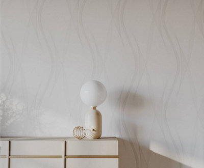 Bobbi Beck eco-friendly Grey spirograph abstract wave wallpaper