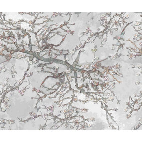 Bobbi Beck eco-friendly Grey van gogh almond blossom wallpaper