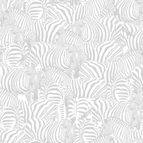 Bobbi Beck eco-friendly grey zebra wallpaper