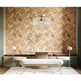 Bobbi Beck eco-friendly herringbone faux wood wallpaper