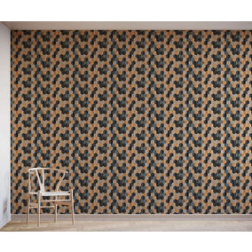 Bobbi Beck eco-friendly hexagonal faux wood wallpaper