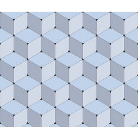 Bobbi Beck eco-friendly Light blue cube geometric wallpaper