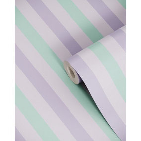 Bobbi Beck eco-friendly Lilac tricolour ice cream stripe pastel wallpaper