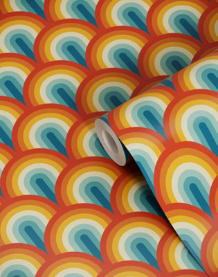 Bobbi Beck eco-friendly Multicolour retro rainbow wallpaper