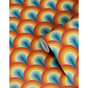 Bobbi Beck eco-friendly Multicolour retro rainbow wallpaper