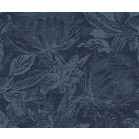Bobbi Beck eco-friendly Navy abstract tapestry floral wallpaper