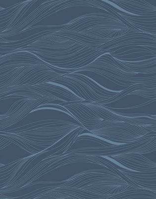 Bobbi Beck eco-friendly Navy abstract wavy line wallpaper