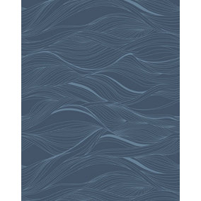 Bobbi Beck eco-friendly Navy abstract wavy line wallpaper