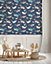 Bobbi Beck eco-friendly Navy childrens whale wallpaper